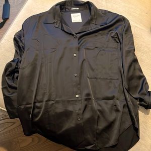 Abercrombie and Fitch oversized black satin button down